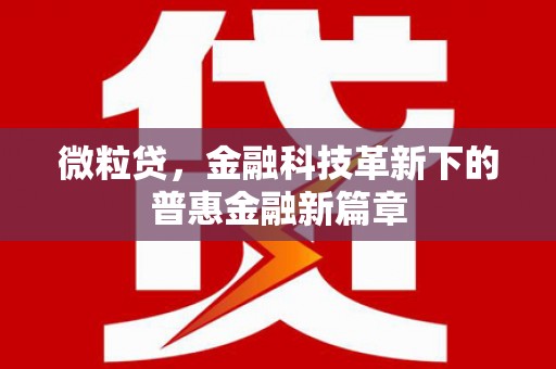 聂拉木微粒贷，金融科技革新下的普惠金融新篇章